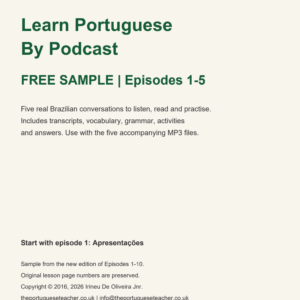 Learn Portuguese By Podcast – Free Sample: Episodes 1–5 (PDF + Audio)